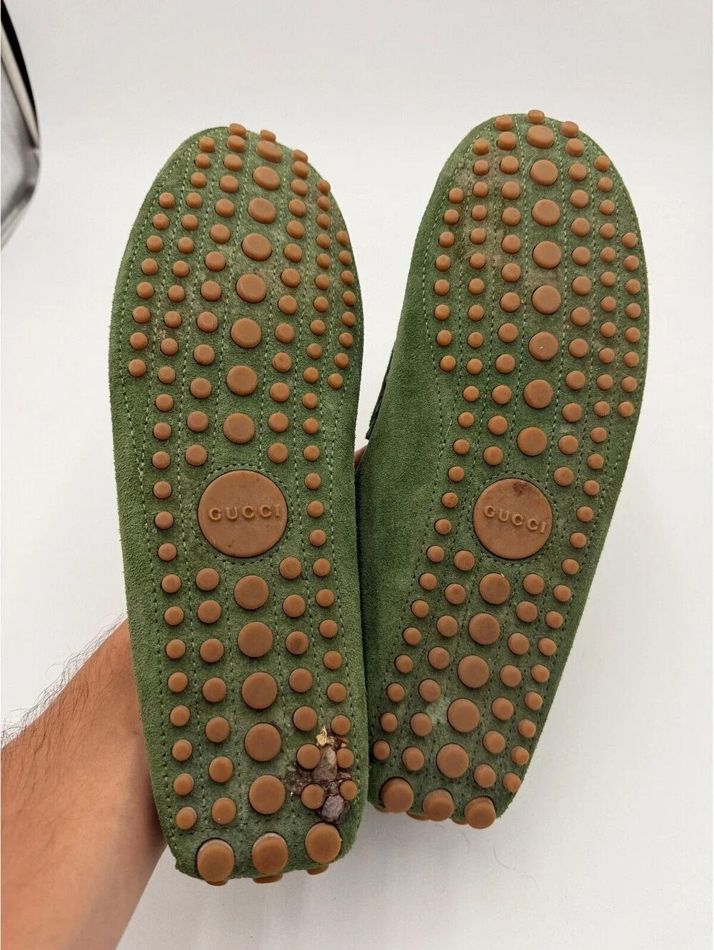 Gucci Horsebit Driving Moccasin Olive Loafers Mens Size 11.5